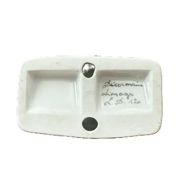 Vintage Limoges Hand-Painted Porcelain Stamp/Trinket Box – Dual Compartment - Picture 5 of 9